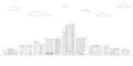 Outline City or Town with Buildings and Houses. Modern Urban Landscape. Cityscape with Skyline. Vector illustration Royalty Free Stock Photo